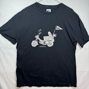 Quiksilver Mens Graphic T-Shirt Black Scooter Skateboard Sz XL Slim Fit